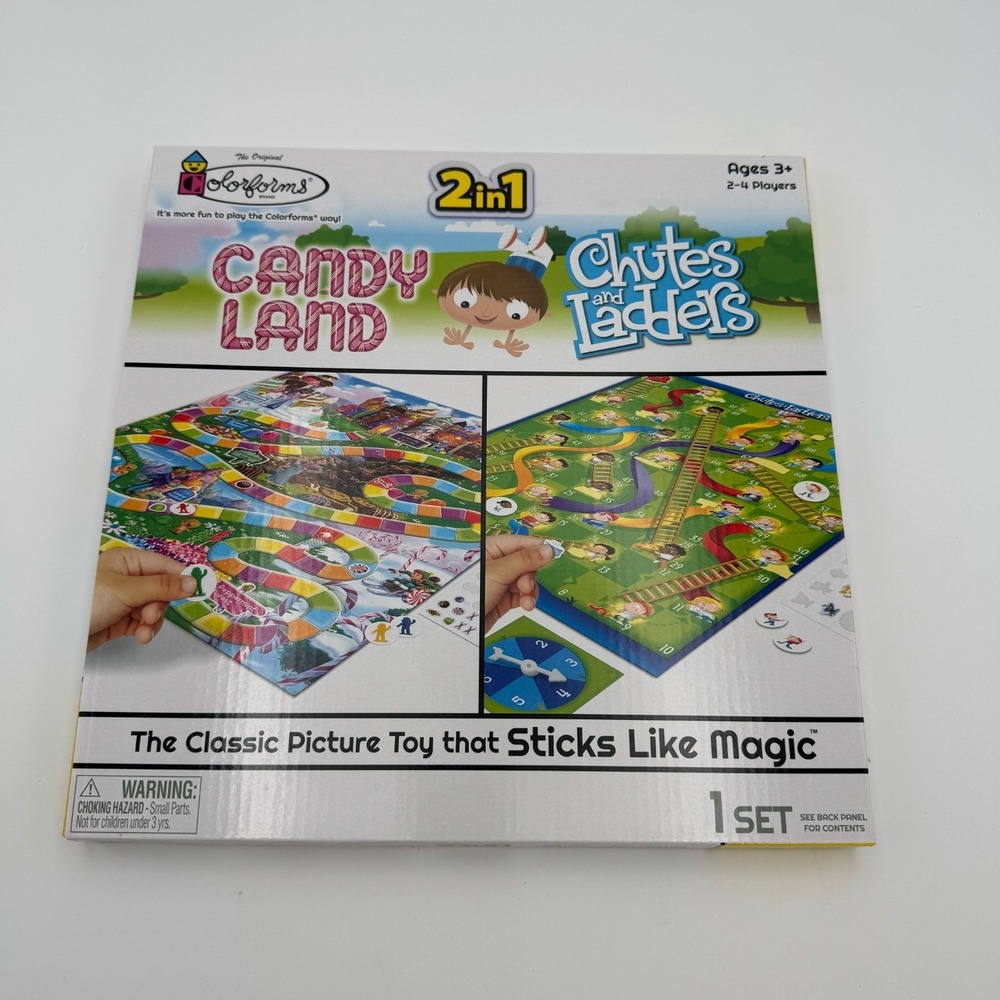 NIB Colorforms Candy Land Chutes And Ladders 2 In 1 Classic Kids Game Set